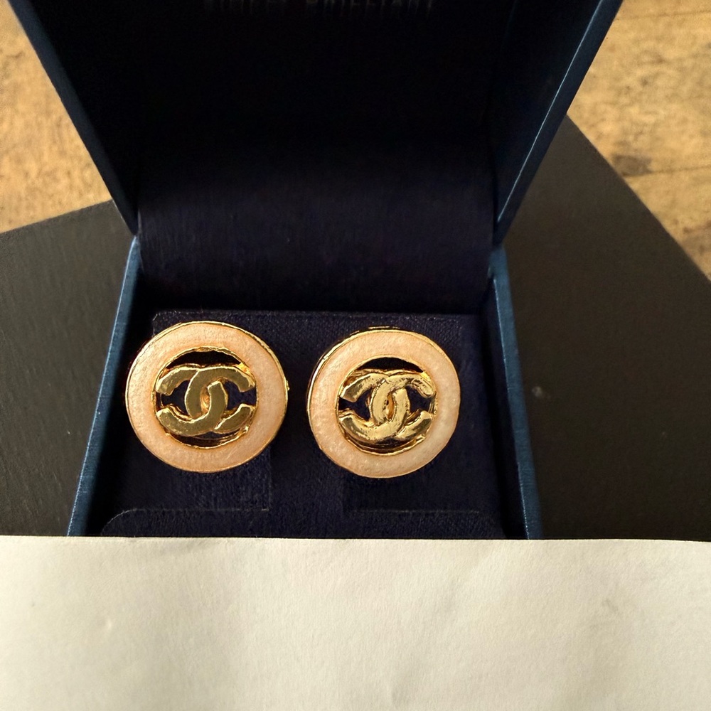 Gold and Cream/pink Designer Earrings